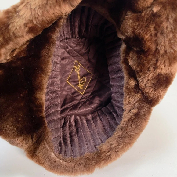 Vintage Dark Brown Unisex  Winter Genuine Muskrat Fur Russian Style Ushanka Hat - Picture 5 of 6